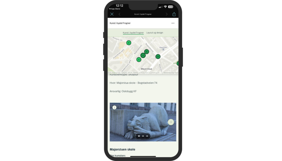 Nytt mobilkart i egen app viser parker og kunstverk i bydel Frogner