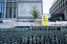 Oslo 20250924. Utenfor det nye regjeringskvartalet i Oslo.